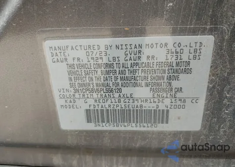 2023 Nissan Kicks S Xtronic Cvt from USA, damaged, VIN 3N1CP5BV6PL556120